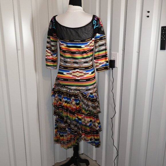 Vintage Collection Womens Western Fiesta Southwest Midi Dress Ruffles Size Med - Picture 3 of 8